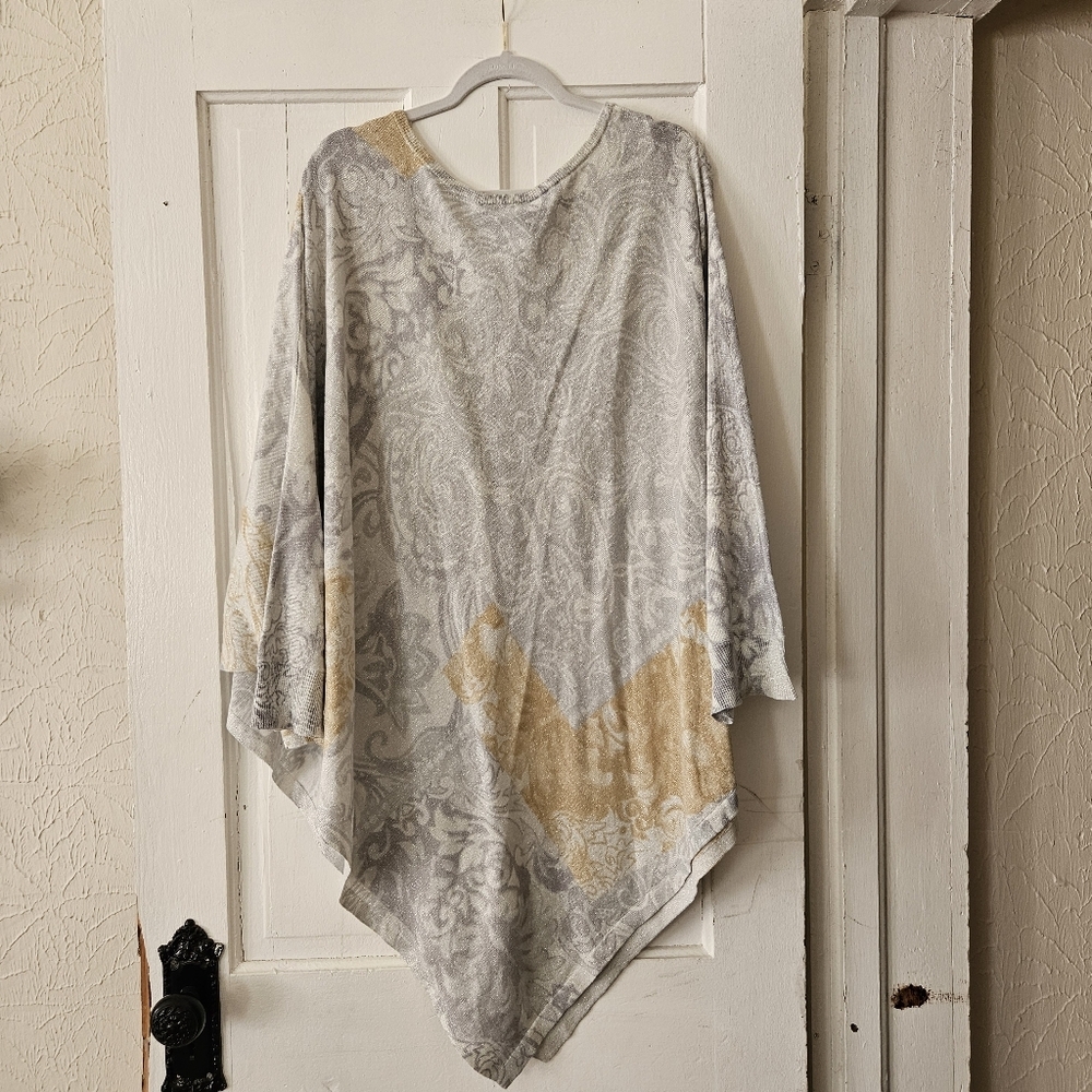 Catherines Silver And Gold Metallic Sweater Poncho Womens 4x 5x NWT - Picture 5 of 7